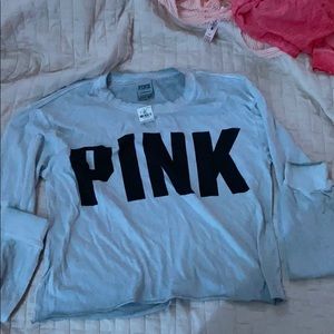 Light blue long sleeve crop top